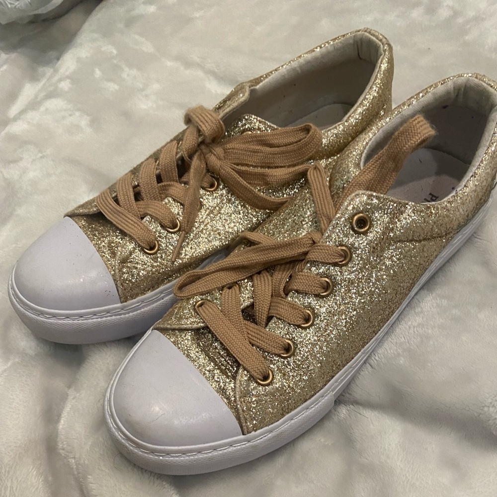 Gold sparkly shoes